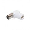 Conector Hembra TV 9.5mm acodada. Blindada. Blanco AVALVA