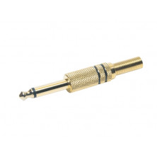 Conector Jack Macho mono 6,3mm metalico. Dorado AVALVA