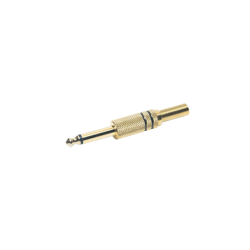 Conector Jack Macho mono 6,3mm metalico. Dorado AVALVA