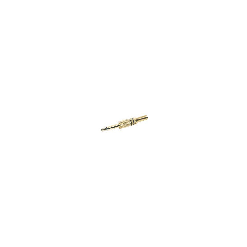 Conector Jack Macho mono 6,3mm metalico. Dorado. Negro