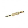 Conector Jack Macho mono 6,3mm metalico. Dorado. Negro