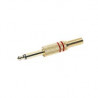 Conector Jack Macho mono 6,3mm metalico. Dorado. Rojo