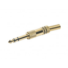 Conector Jack Macho estereo 6,3mm metalico. Dorado AVALVA