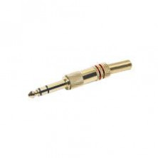 Conector Jack Macho estereo 6,3mm metalico. Dorado. Rojo