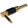 Conector Jack Macho mono 6,3mm metalico codo. Dorado AVALVA