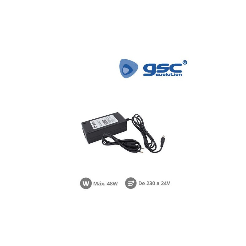 Fuente de alimentación para Tira de LED 24V 48w 2A con cable y conector IP20 GSC
