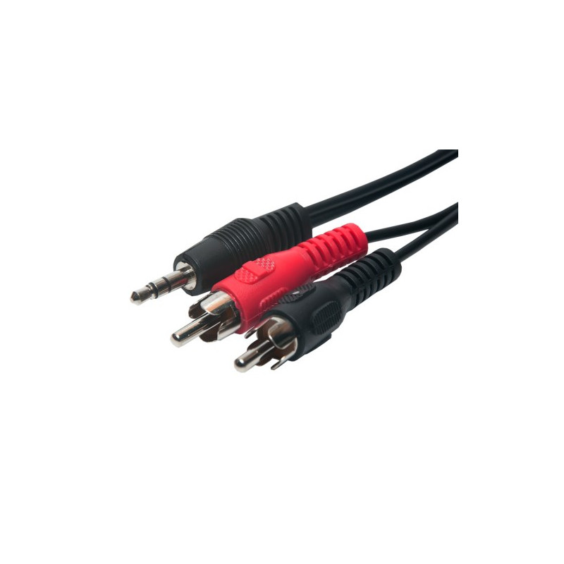 Conexion Jack 3,5mm Audio a 2 RCA Machos 6m AVALVA