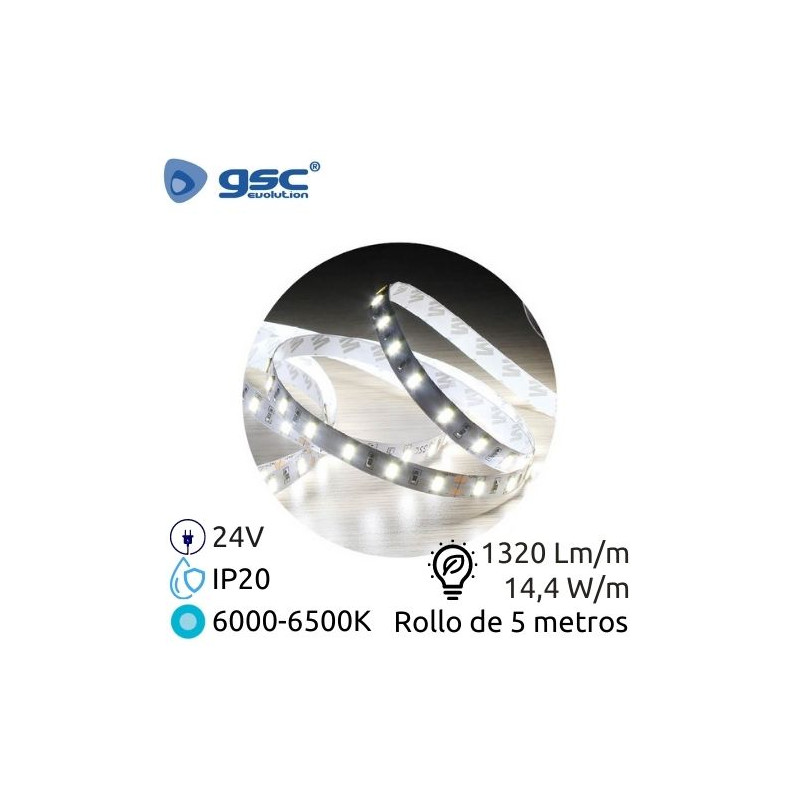 Tira LED 5m 24V 14,4w/m 6000-6500K 1320Lm SMD 5050 IP20 GSC UUS