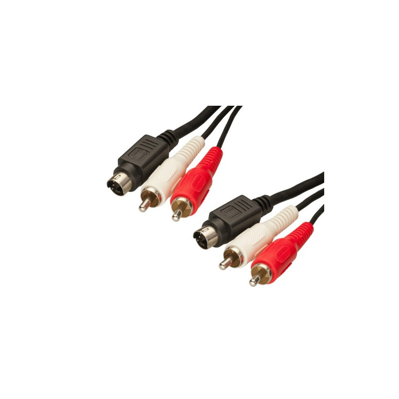 Conexion audio/video 2M miniDIN super-VHS + 2M RCA. 1,5m. AVALVA
