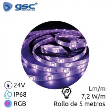 Tira LED 5m 24V 7,2w/m RGB SMD 5050 IP68 GSC UUS