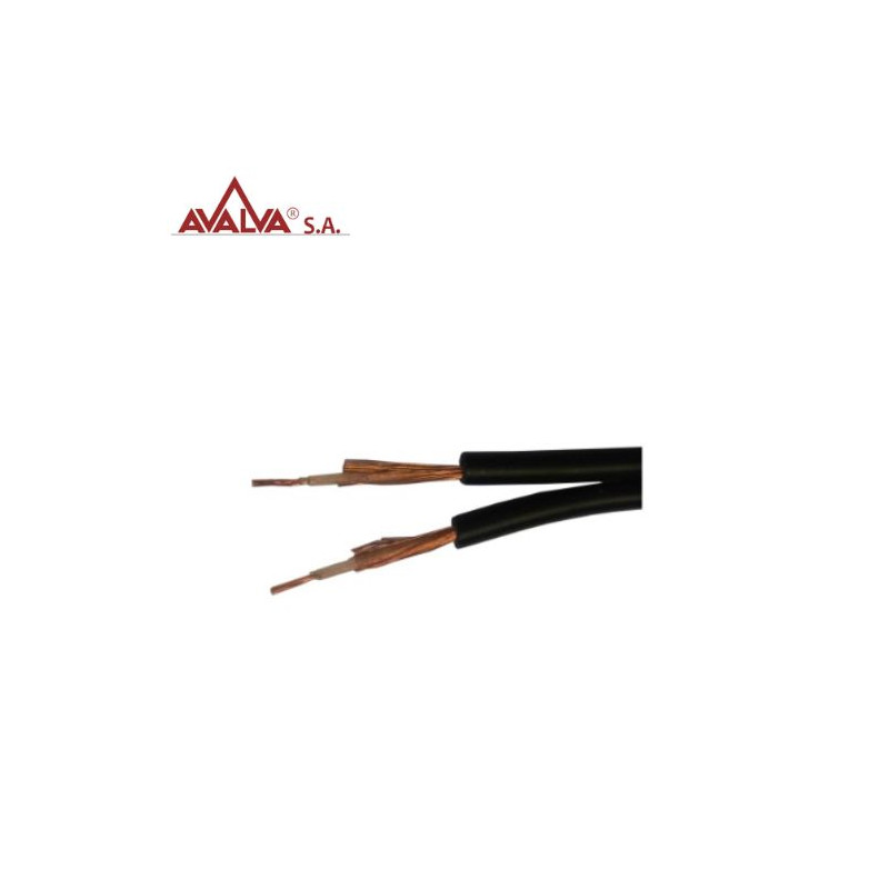 Cable paralelo negro Diámetro 1mm (2,8x5,6mm) 100 metros Apantallado AVALVA