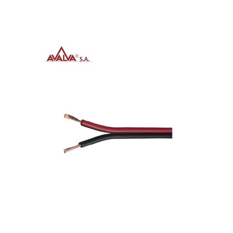 Cable audio paralelo CCA bicolor rojo/negro 2x0,5mm Rollo 25m AVALVA