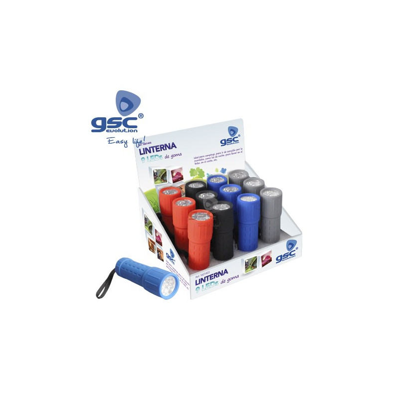Linterna LED 1w 55Lm de Goma Funciona a pilas Caja de 12 unidades (Precio por unidad) GSC C12/48