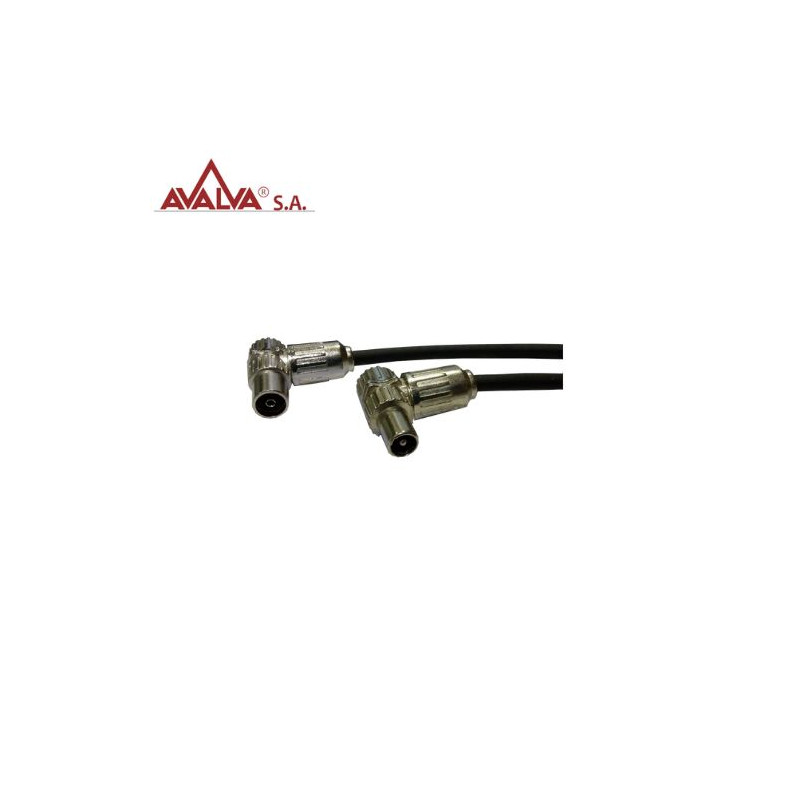 Conexión TV 1M-1H 9.5mm acodada con conectores metálicos RG59 1,5m AVALVA