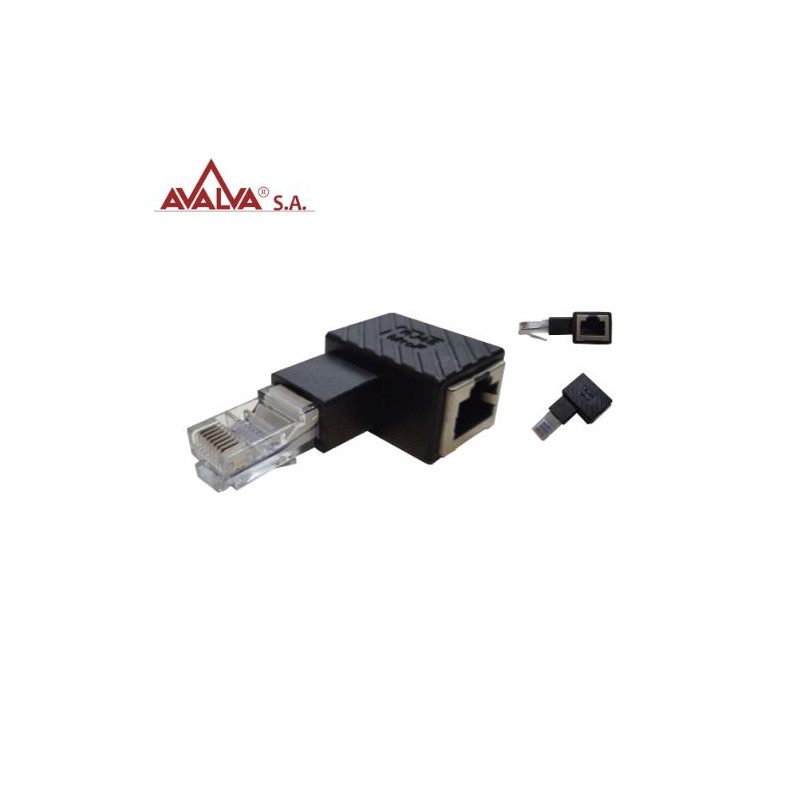Adaptador telefonia 1Macho-1Hembra 8P8C Acodado AVALVA