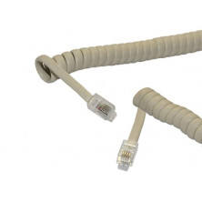 Conexión telefónica Macho Macho 4P4C 3,5m Rizada Blanca AVALVA