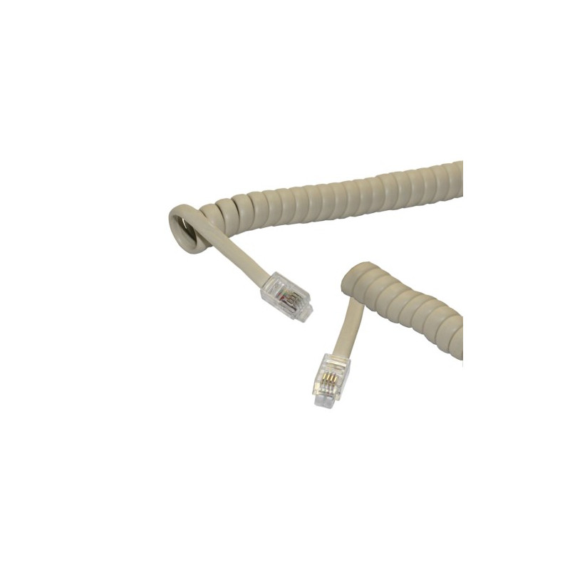 Conexión telefónica Macho Macho 4P4C 3,5m Rizada Blanca AVALVA