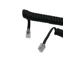 Conexión telefónica Macho Macho 4P4C 3,5m Rizada Negra AVALVA