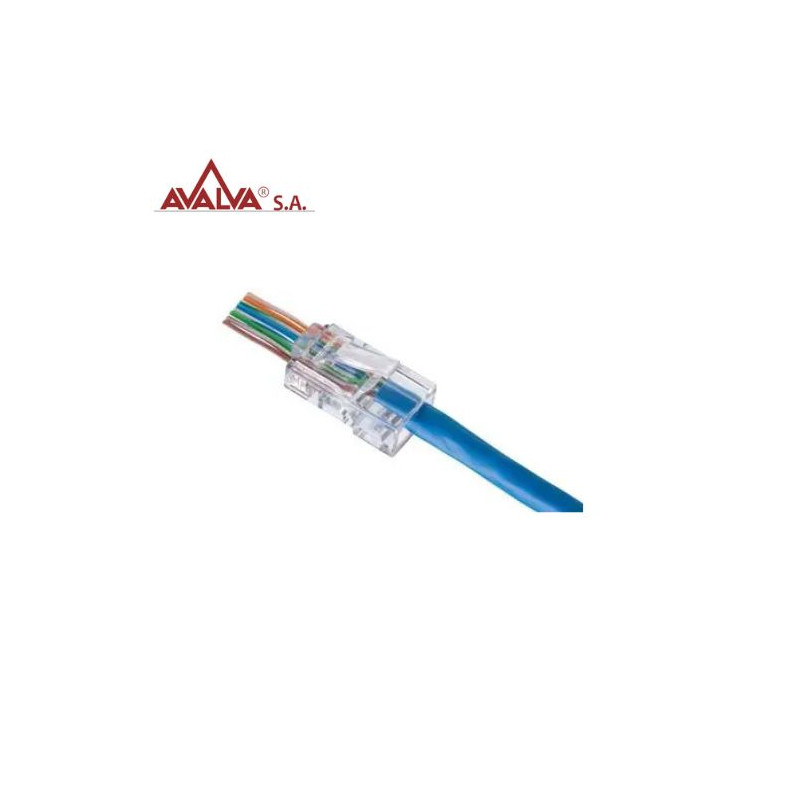 Conector modular 8P8C pasante para Cable rígido Cat6 AVALVA
