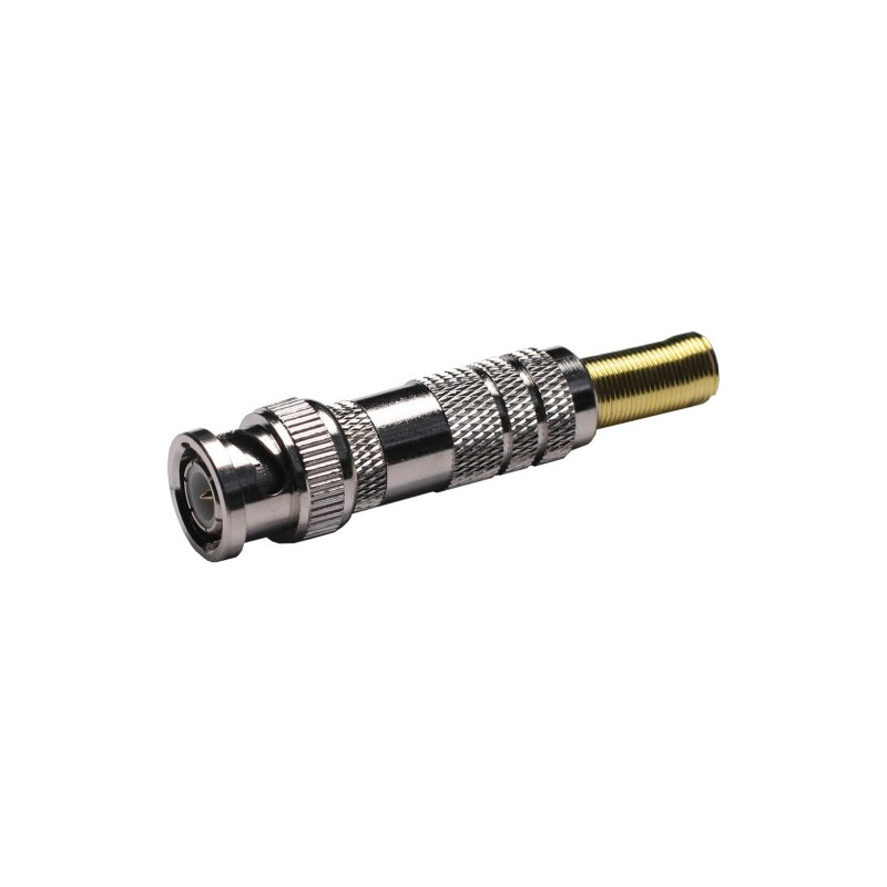 Conector Macho BNC con capuchon y pasaCable metalico AVALVA
