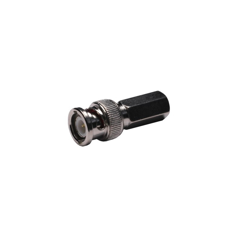 Conector Macho BNC a rosca torsion para Cable RG59. Conductor solido. AVALVA