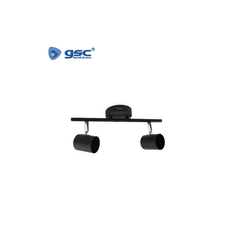 Foco techo/pared doble lineal GU10 Negro Edina GSC /12