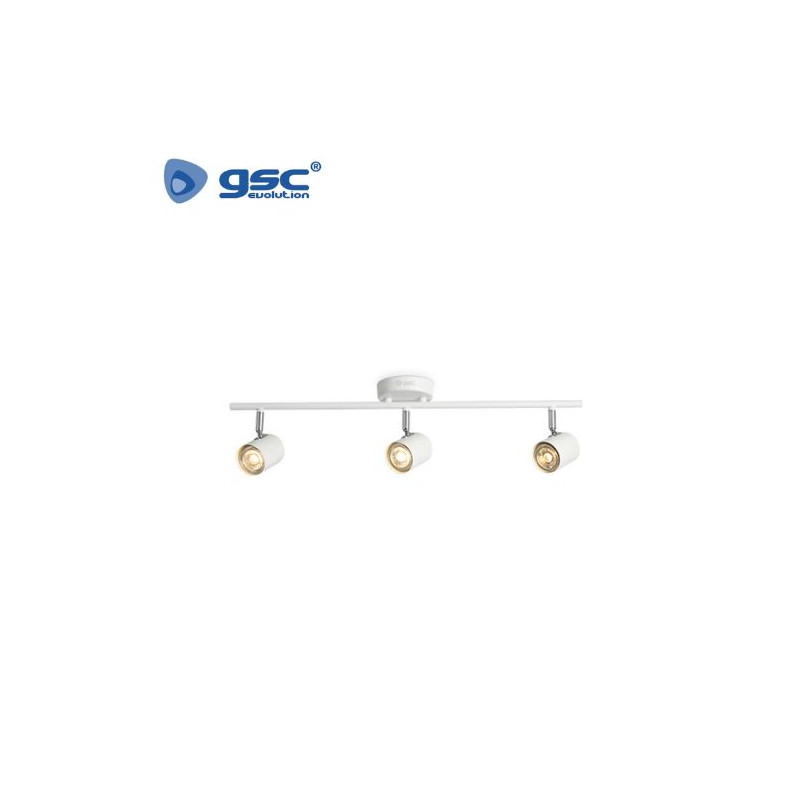 Foco techo/pared triple lineal GU10 Blanco Edina GSC C1/12