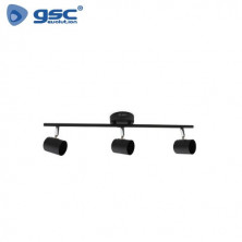 Foco techo/pared triple lineal GU10 Negro Edina GSC /12