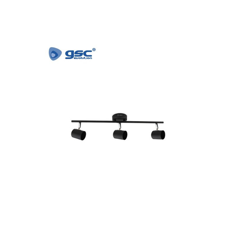 Foco techo/pared triple lineal GU10 Negro Edina GSC /12