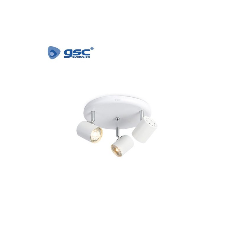 Foco techo/pared triple circular GU10 Blanco Edina GSC C1/12