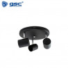 Foco techo/pared triple circular GU10 Negro Edina GSC /12