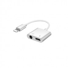 Adaptador Lightning macho a Lightning hembra con hembra auxiliar 3,5mm AVALVA