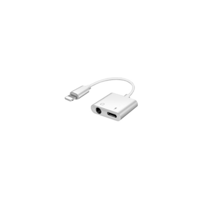 Adaptador Lightning macho a Lightning hembra con hembra auxiliar 3,5mm AVALVA
