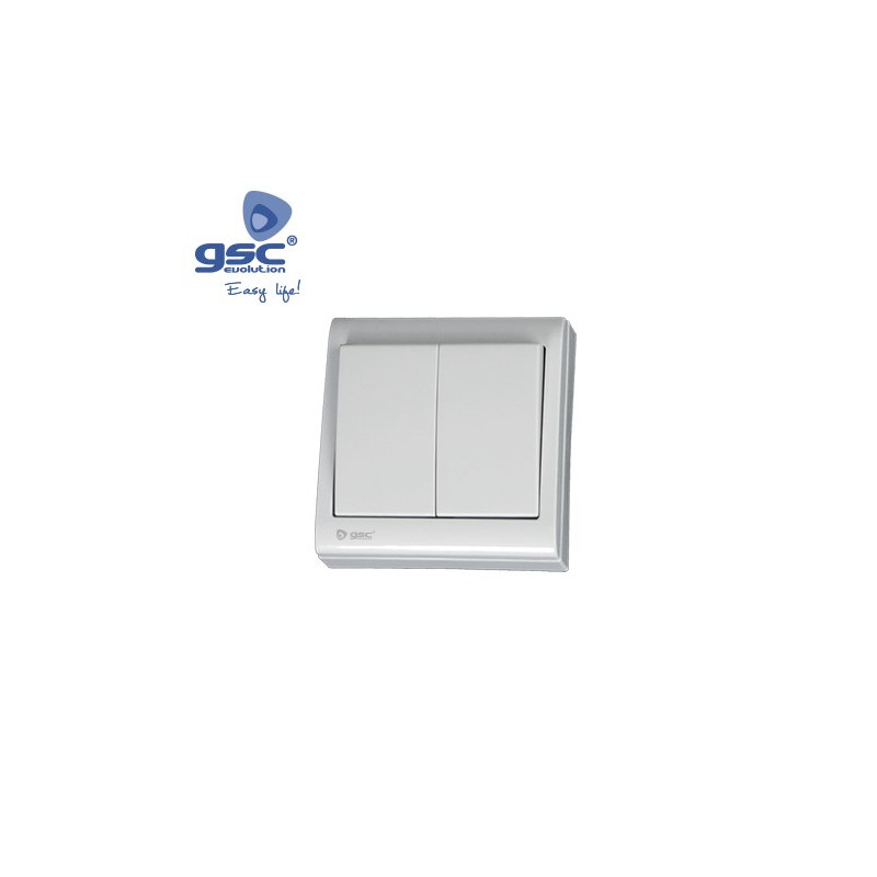 Mecanismo superficie Serie FOCUS Doble Interruptor 10A 220V Blanco GSC C20/100