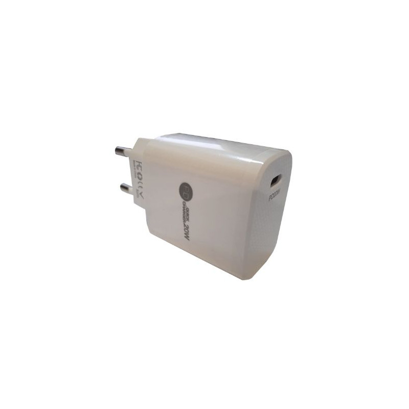 Cargador rápido de pared USB-C PD 20w Blanco AVALVA