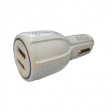 Cargador rápido doble USB QC3.0 para coche Blanco AVALVA