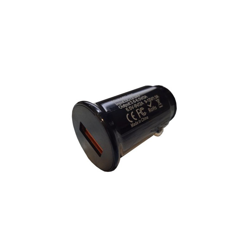 Cargador rápido USB QC3.0 para coche Negro AVALVA