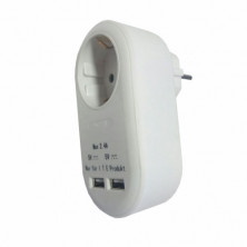 Cargador doble USB 5V/2,5A con hembra schuko AVALVA
