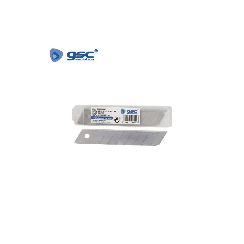 Recambio 10 cuchillas Cúter Acero Inoxidable para Ref.502030003 / 502030011 100x18x0,5mm GSC