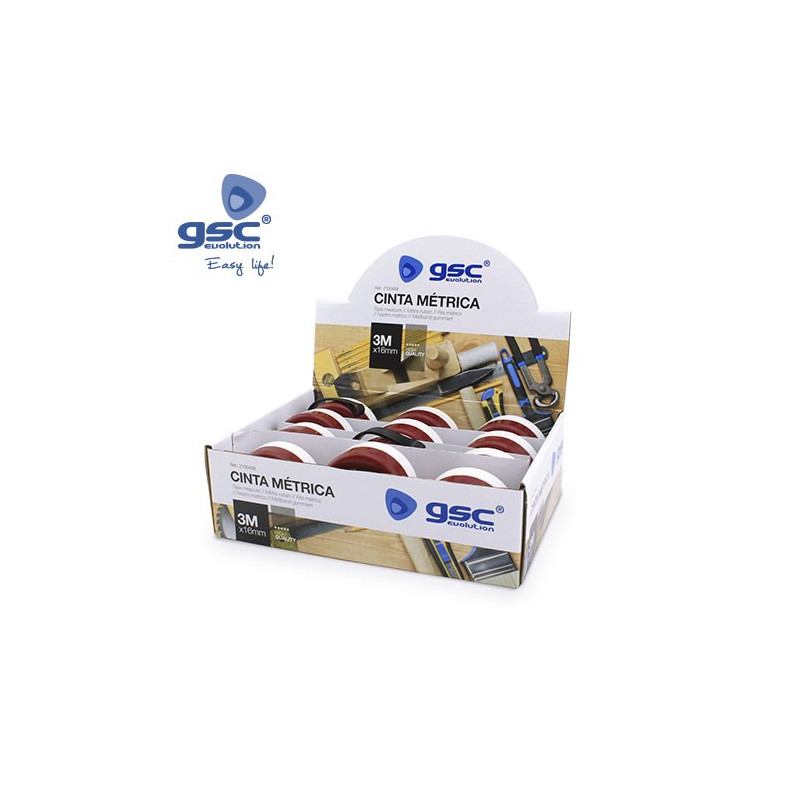 Flexómetro 16mm 3 metros Expositor12 unidades GSC C12/120