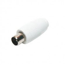 Conector Macho TV 9.5mm recto Blister Blanco AVALVA