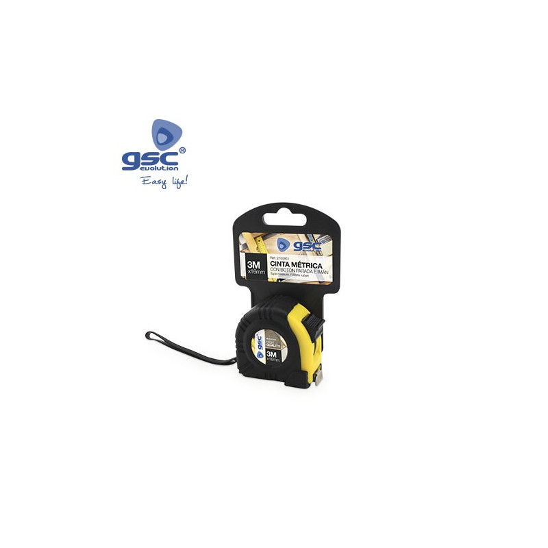 Flexómetro 16mm 3 metros con recubierta Goma e Iman GSC C12/120