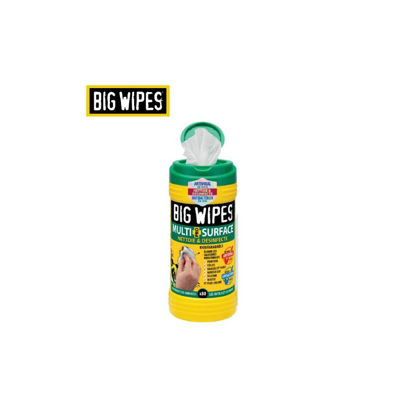 Toallitas limpiadoras BIODEGRADABLES Tubo 80 uds Verde BIG WIPES