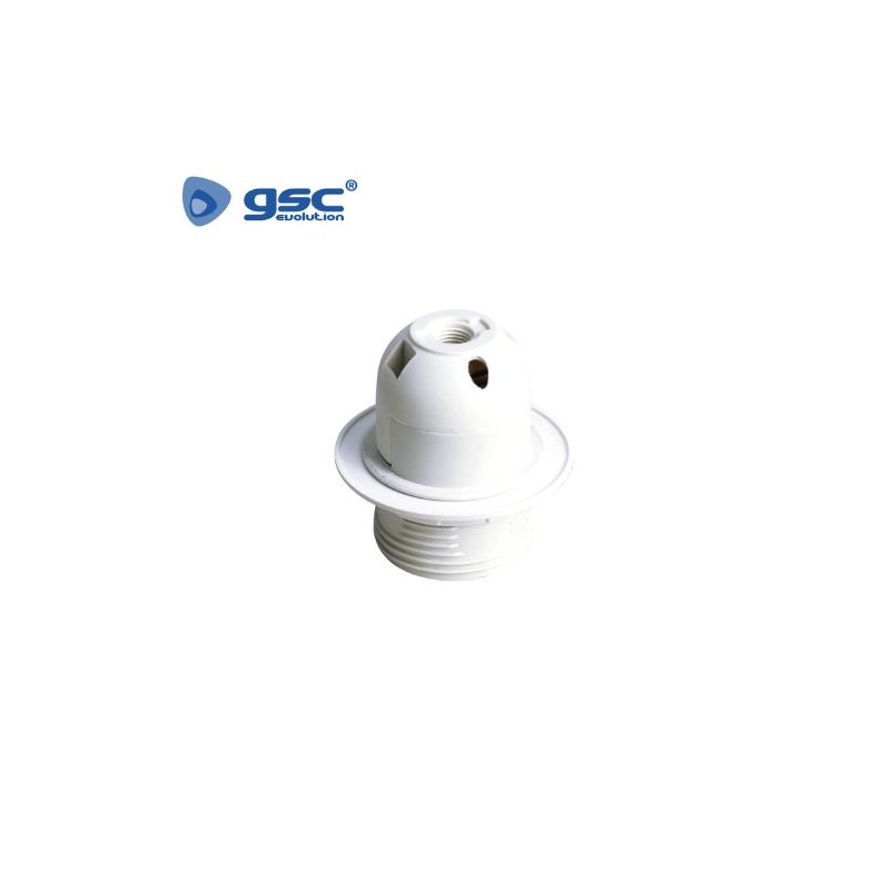 Portalámpara E27 Termoplástico Semirosacado con arandela Blanco GSC C10/400