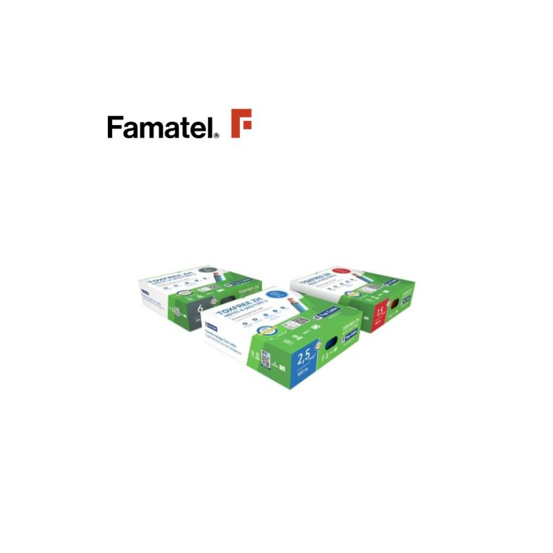 Cable unipolar libre halógeno 1x6mm Amarillo verde Rollo 100m  FAMATEL C1