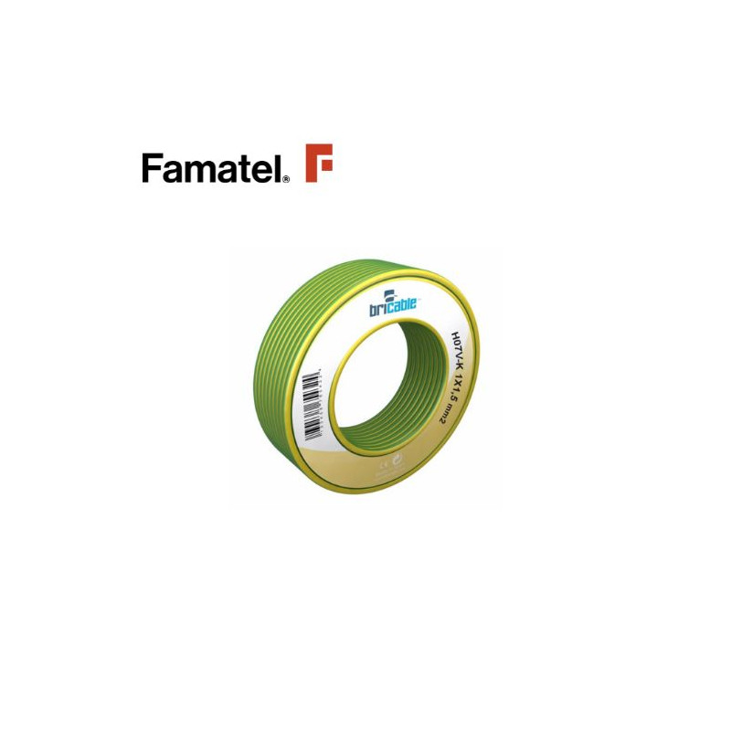 Cable unipolar flexible 1x2,5mm Amarillo verde Rollo 5m FAMATEL C9