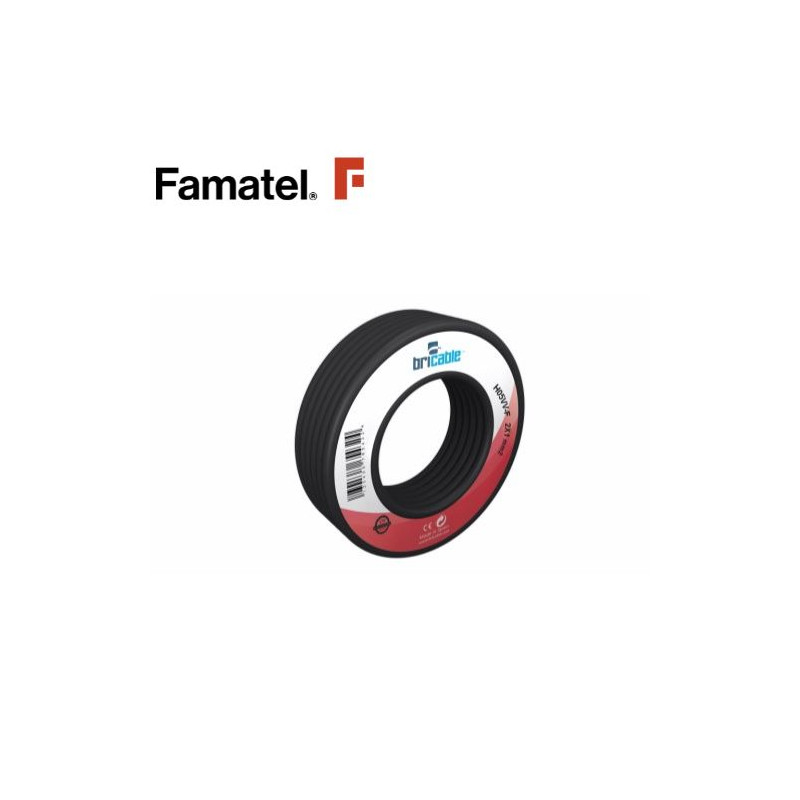Cable manguera redonda 2x1,5mm Negro Rollo 10m FAMATEL C6
