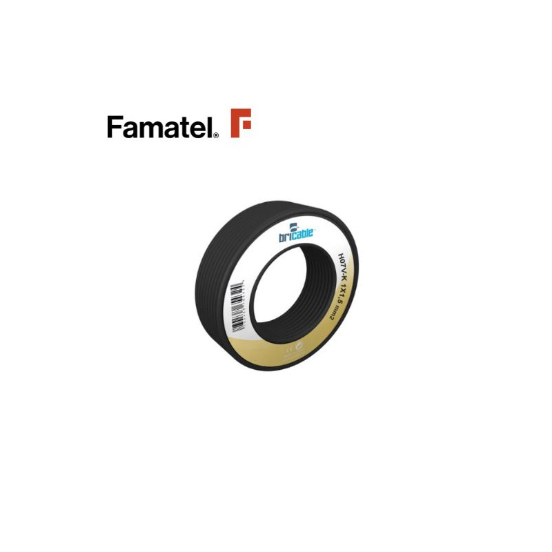 Cable unipolar flexible 1x1,5mm Negro Rollo 10m FAMATEL C8