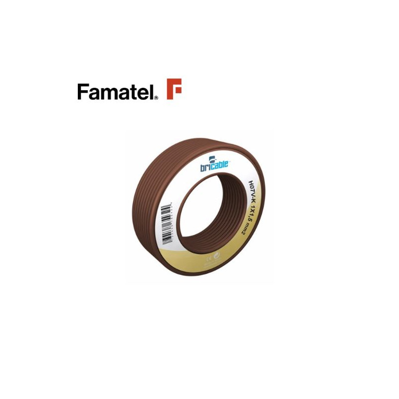 Cable unipolar flexible 1x2,5mm Marrón Rollo 10m FAMATEL