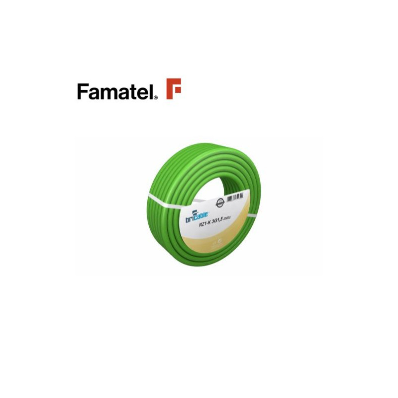 Cable manguera libre halógeno 3x1,5mm Verde Rollo 25m FAMATEL